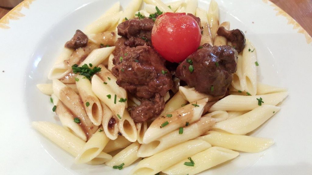 Boeuf bourguignon et penne